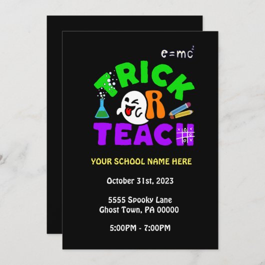Einladung der Trick oder Teach School Ghost (Vorne/Hinten)