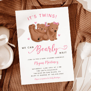 Einladung der Twin Girls Cub Bear Baby Shower