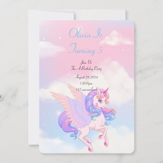 EINLADUNG DER UNICORN BIRTHDAY (Vorderseite)