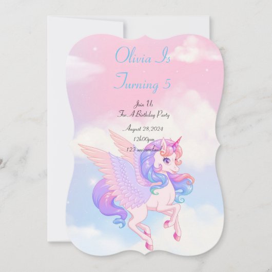 EINLADUNG DER UNICORN BIRTHDAY (Vorderseite)