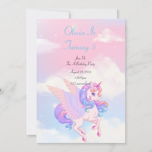 EINLADUNG DER UNICORN BIRTHDAY (Vorderseite)