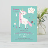 Einladung der Unicorn Magical Birthday Party (Stehend Vorderseite)