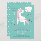 Einladung der Unicorn Magical Birthday Party (Vorne/Hinten)