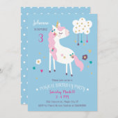 Einladung der Unicorn Magical Birthday Party (Vorne/Hinten)