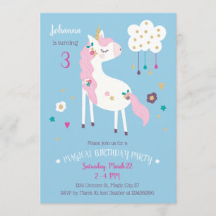 Einladung der Unicorn Magical Birthday Party