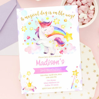 Einladung der Unicorn Magical Birthday Party