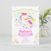 Einladung der Unicorn Magical Birthday Party (Stehend Vorderseite)