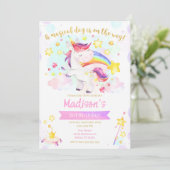 Einladung der Unicorn Magical Birthday Party (Stehend Vorderseite)