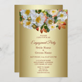 Einladung der Verlobung White Roses Blumengold (Vorne/Hinten)