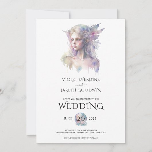 Einladung der verzauberten Fairy Woodland Hochzeit (Vorderseite)