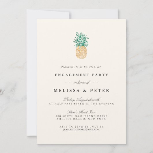 Einladung der Vintagen Ananas (Vorderseite)