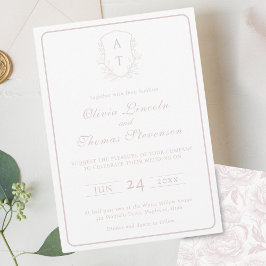 Einladung der Wappen Monogram Rosa Hochzeit