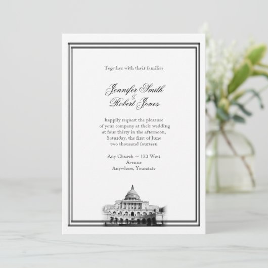 Einladung der Washington DC Hochzeit in Urlaubsort (Stehend Vorderseite)