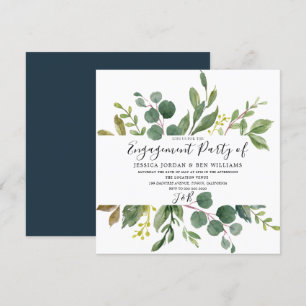 Einladung der Watercolor Green Leaf Engagement Par