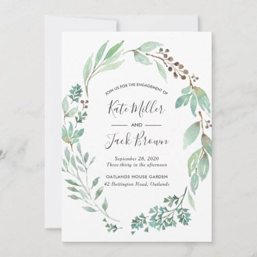 Einladung der Watercolor Greenerity Party (Vorderseite)