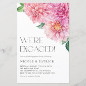 Einladung der Watercolor Pink Dahlia Engagement Pa (Vorderseite)
