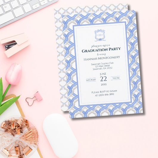 Einladung der Wedgewood Monogram Graduation Party