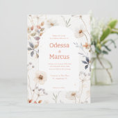 Einladung der weißen Blütenhochzeit im Herbst (Stehend Vorderseite)