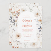 Einladung der weißen Blütenhochzeit im Herbst (Vorne/Hinten)