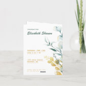 Einladung der weißen und grünen Babydusche (Rückseite)