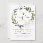 Einladung der weißen und Navy Pumpkin Baby Dusche (Vorderseite)