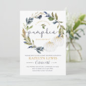 Einladung der weißen und Navy Pumpkin Baby Dusche (Stehend Vorderseite)