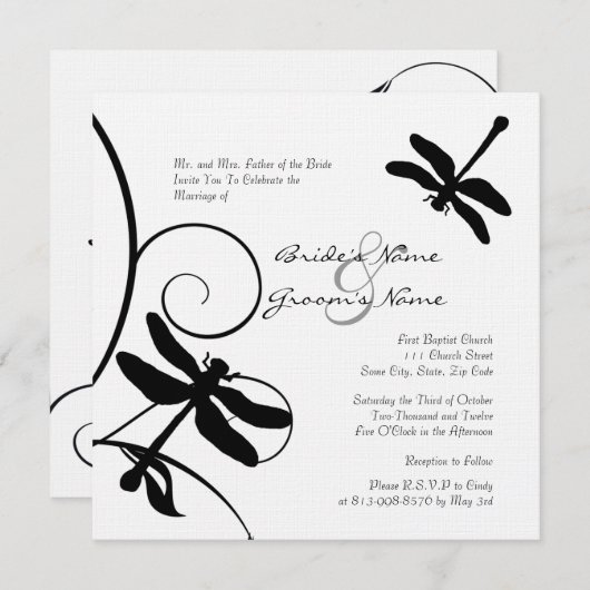 Einladung der weißen und schwarzen Drachenfliege (Vorne/Hinten)