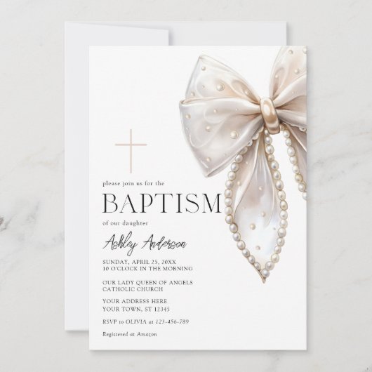 Einladung der White Bow Baptisse Girl (Vorderseite)