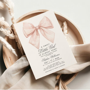 Einladung der White Bow Little Girl Baby Dusche