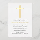 Einladung der White & Gold Cross Taufen Foil (Vorderseite)