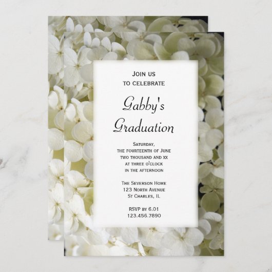 Einladung der White Hydrangea Graduation Party (Vorne/Hinten)