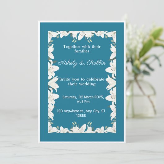 Einladung der White Lily Wedding (Stehend Vorderseite)