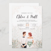 Einladung der White Minimalistisch Engagement Part (Vorne/Hinten)