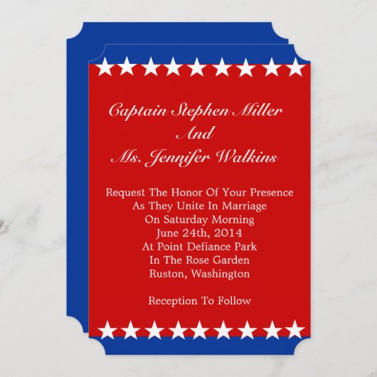 Einladung der White Stars Hochzeit (Vorne/Hinten)