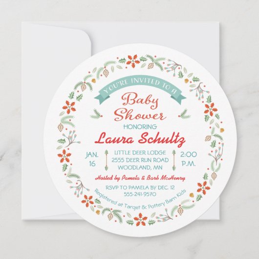 Einladung der Woodland Deer Baby Dusche (Rückseite)