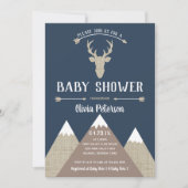 Einladung der Woodland Deer Baby Dusche, Burlap (Vorderseite)