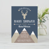Einladung der Woodland Deer Baby Dusche, Burlap (Stehend Vorderseite)