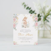 Einladung der Woodland Deer Floral Baby Dusche (Stehend Vorderseite)