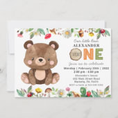 Einladung der Woodland Wild One Bären zum Geburtst (Vorderseite)