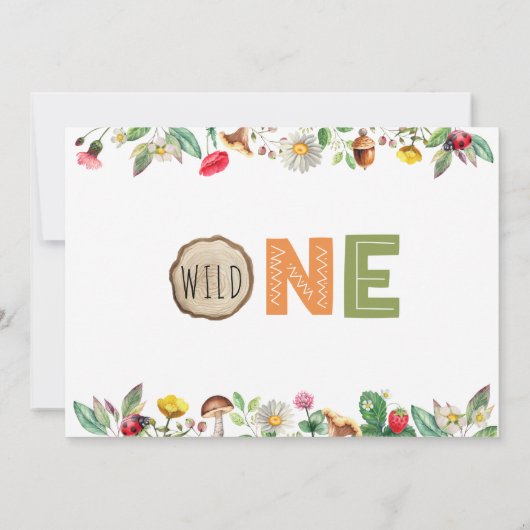 Einladung der Woodland Wild One Bären zum Geburtst (Rückseite)