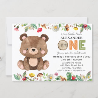 Einladung der Woodland Wild One Bären zum Geburtst