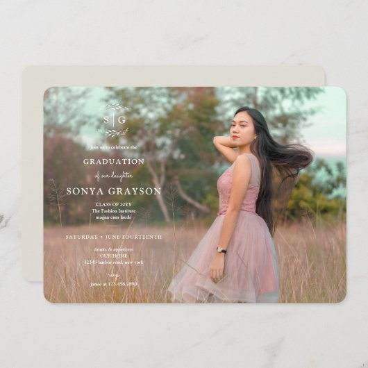 Einladung der "Wreath Initials Graduation Party" (Vorne/Hinten)