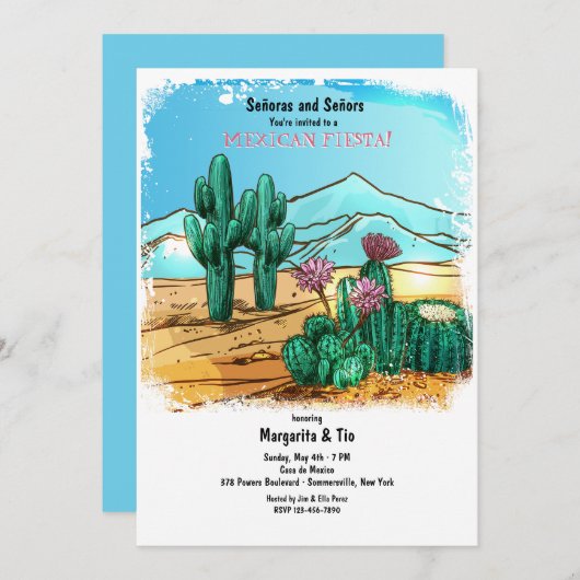 Einladung der Wüste Cactus (Vorne/Hinten)