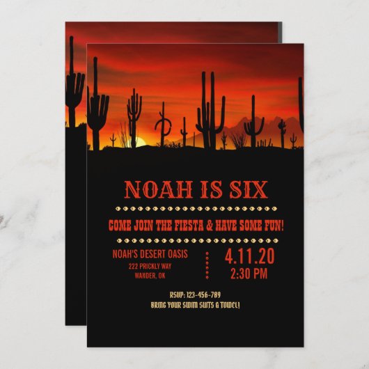 Einladung der Wüste Cactus (Vorne/Hinten)