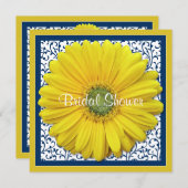 Einladung der Yellow Navy Gerbera Daisy Bridal Dus (Vorne/Hinten)