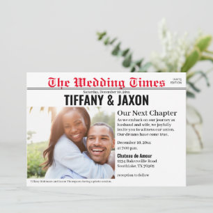 Einladung der Zeitung Horizontal Red Wedding