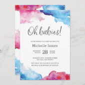 Einladung der ZwillingsBaby-Dusche | Blau und Rosa (Vorne/Hinten)