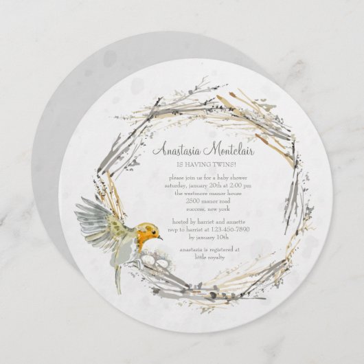 Einladung der Zwillingsschwester-Dusche (Vorne/Hinten)