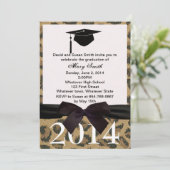 Einladung des Abschlusses "Black Ribbon and Leopar (Stehend Vorderseite)