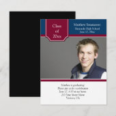 Einladung des Abschlusses Burgund Navy White Foto (Vorne/Hinten)